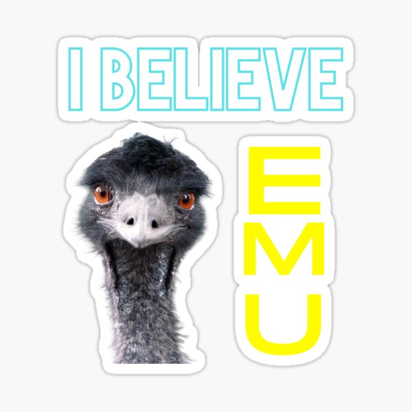 Aperçu de l'œuvre T-shirt EMU | Conception mignonne d'UEM | Je crois à l'UEM | Humour australien | Autocollant australien créée et vendue par Loucrative.