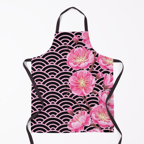 Item preview, Japanese Seigaiha Flower Pink and Black Pattern designed and sold by gani-75.