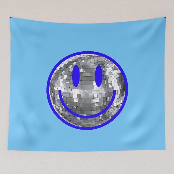 Item preview, Blue preppy disco ball smiley designed and sold by SUUSCK ★.