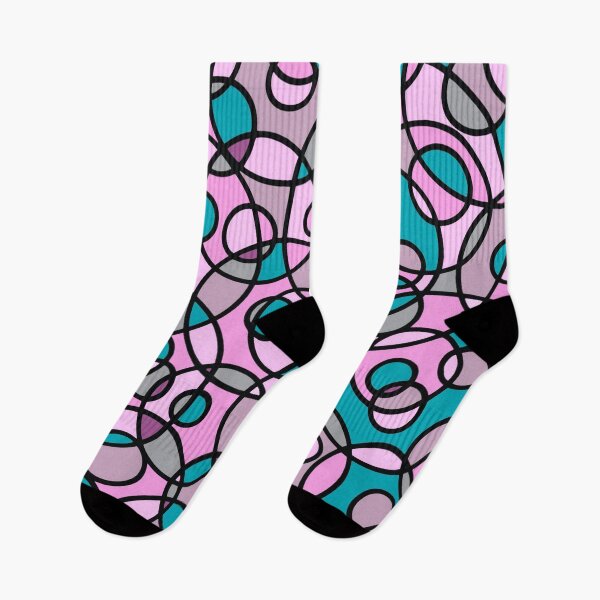 Artikelvorschau, Rosa und grüne geometrische Kreise entworfen und verkauft von TotallyRetroArt.