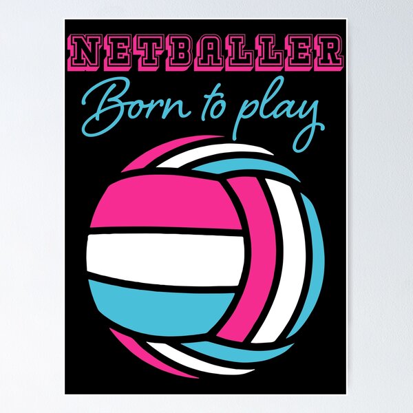 Artikelvorschau, Netball Born To Play Netballer Mädchen Sport Hot Pink entworfen und verkauft von hyperdesignshop.