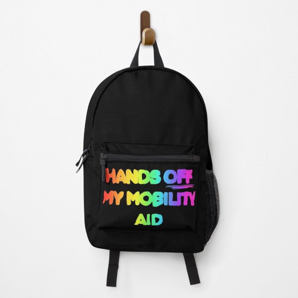 Item preview, Hands off my mobility aid rainbow disabled wheelchair text designed and sold by faeriefroggie.