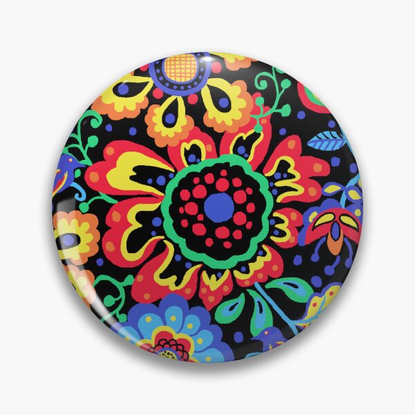 Item preview, Maximalist Folk - Modern Scandinavian Folk Art Floral - Black Ground designed and sold by Michelebuttons.