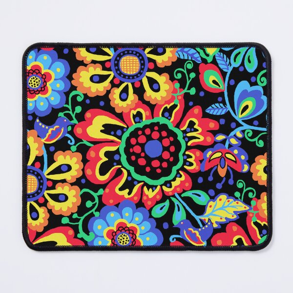 Item preview, Maximalist Folk - Modern Scandinavian Folk Art Floral - Black Ground designed and sold by Michelebuttons.
