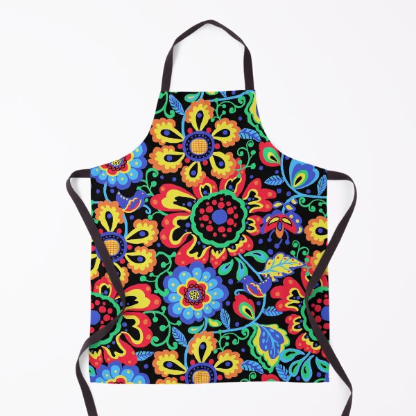 Item preview, Maximalist Folk - Modern Scandinavian Folk Art Floral - Black Ground designed and sold by Michelebuttons.