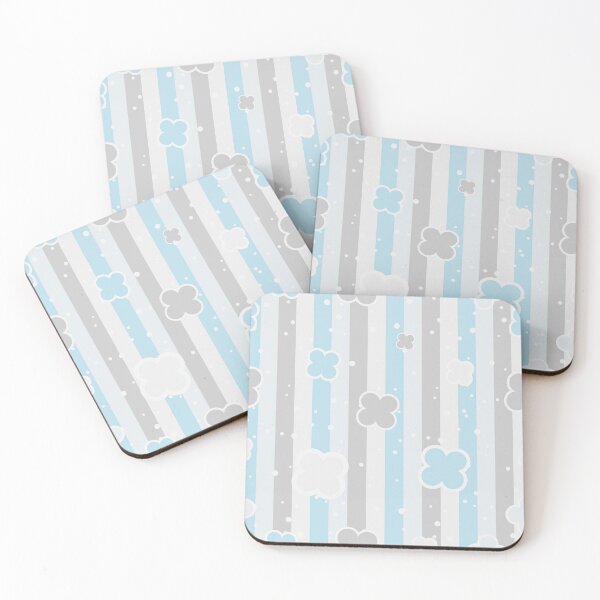 Item preview, Powder Blue and Gray Floral and Stripe Pattern designed and sold by TotallyRetroArt.