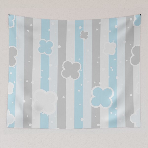 Item preview, Powder Blue and Gray Floral and Stripe Pattern designed and sold by TotallyRetroArt.