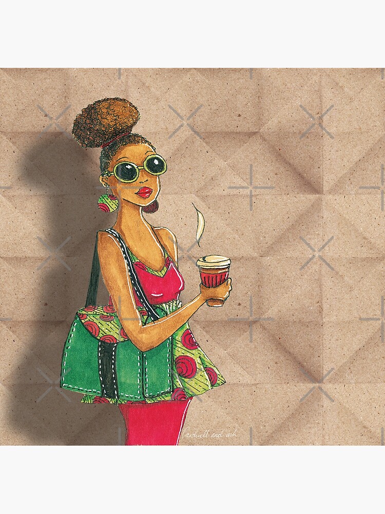 Modern African woman- Morning coffee by cardwellandink