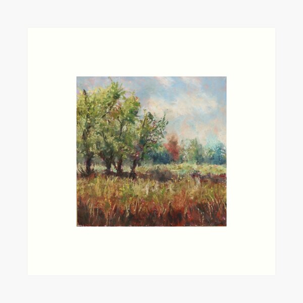 Sunkissed fields - Pastel landscape - James Sheppard (all proceeds to charity) Art Print