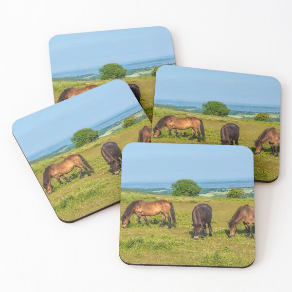 Item preview, Group of Wild Ponies Grazing in English Countryside Somerset designed and sold by acceleratorhams.