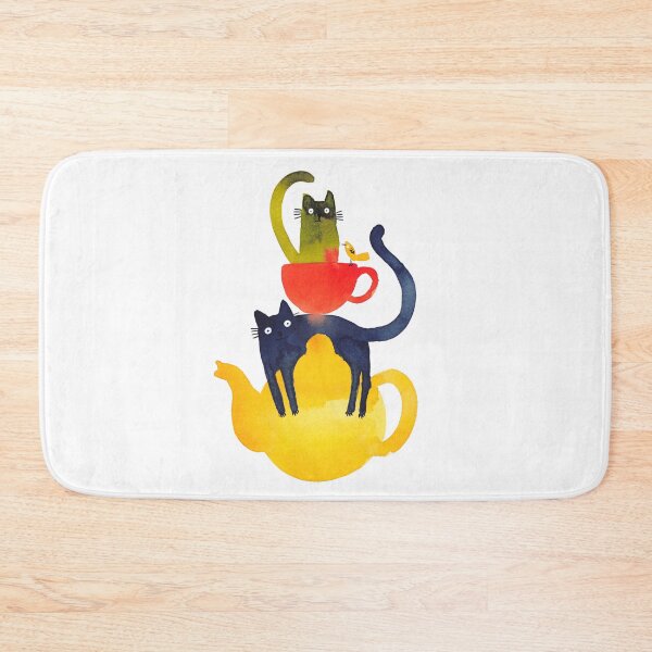 Item preview, Time for Tea watercolour cat painting designed and sold by KatyClemmans.