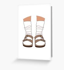 Tarjeta de felicitación Birkenstocks y calcetines