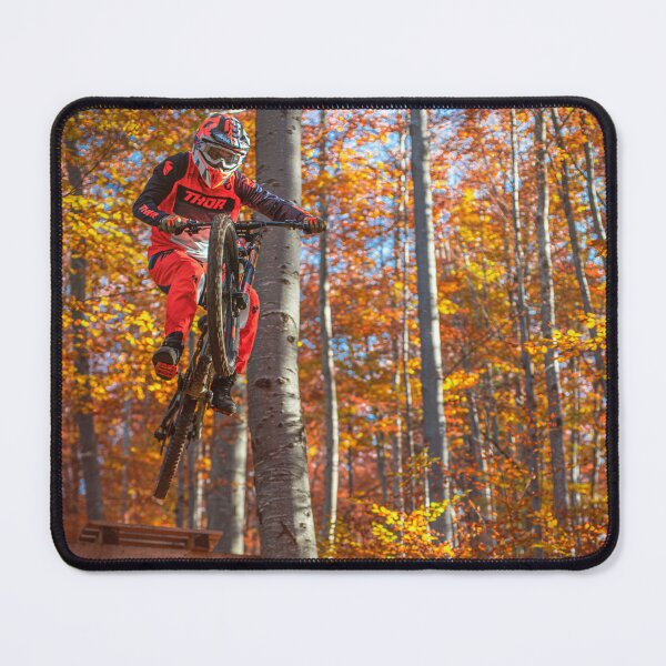Item preview, Cyclist on MTB mountain bike catching big air on wooden jump designed and sold by Chris-Thodd.