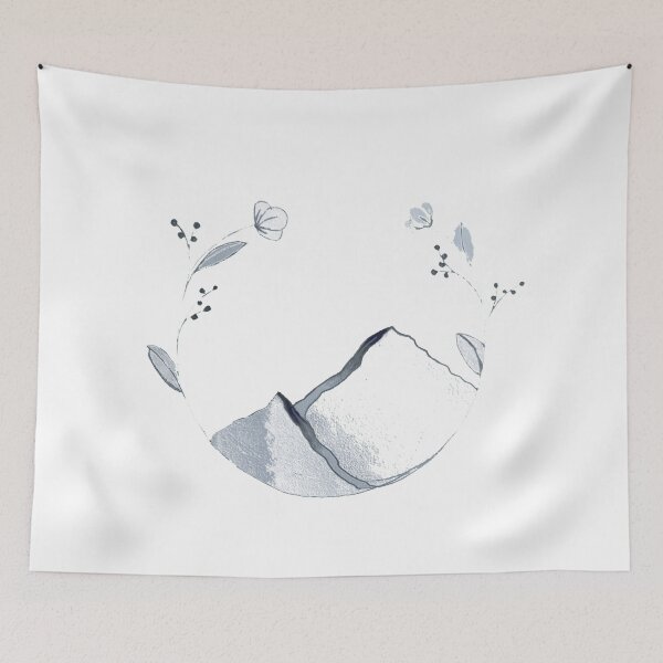 Item preview, Porcelain blue chinese inspired mountain and flower circle pattern  designed and sold by virtualedu.