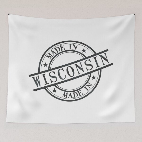 Item preview, Made In Wisconsin Stamp Style Logo Symbol Black designed and sold by surgedesigns.