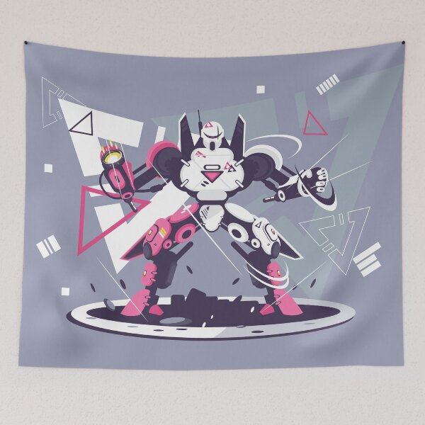 Item preview, Flat Pink and White Battle Robot with geometric shapes concept designed and sold by I'm  Redz.