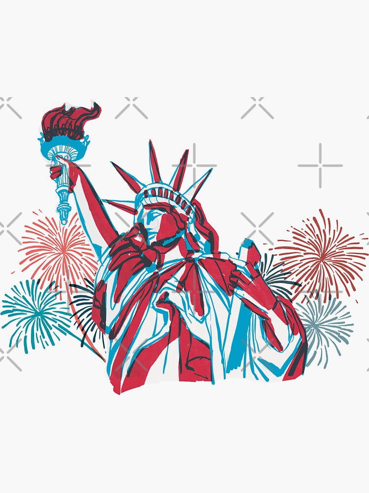 "statue of liberty god bless america" Sticker for Sale by MyJunkboxImages Redbubble