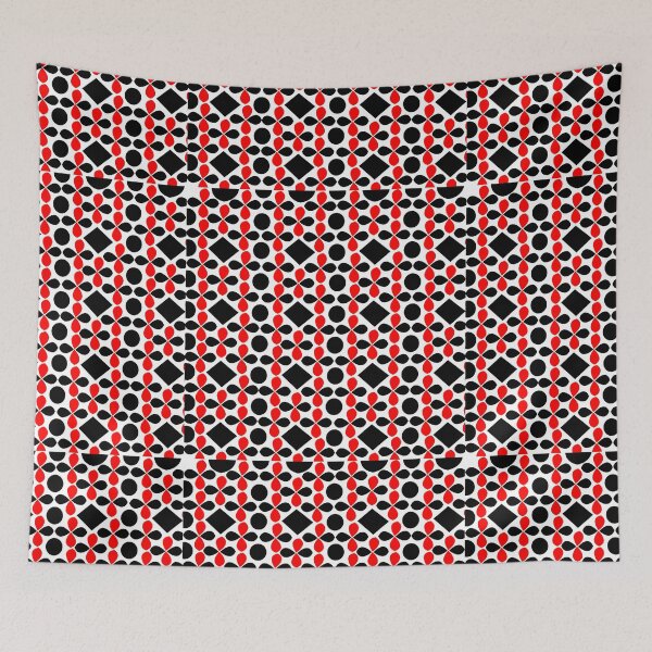Item preview, Black Red Diamond Circle Geometric Pattern designed and sold by Nisha Prabhu.