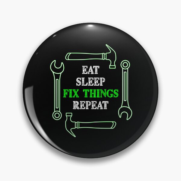 Item preview, Eat Sleep Fix Things Repeat Funny Tool Carpenter Repairs Lime Green designed and sold by artfulnotebook.