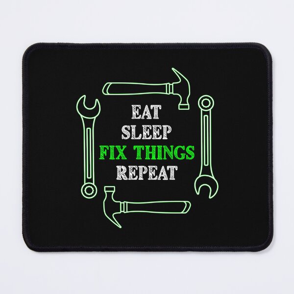 Item preview, Eat Sleep Fix Things Repeat Funny Tool Carpenter Repairs Lime Green designed and sold by artfulnotebook.