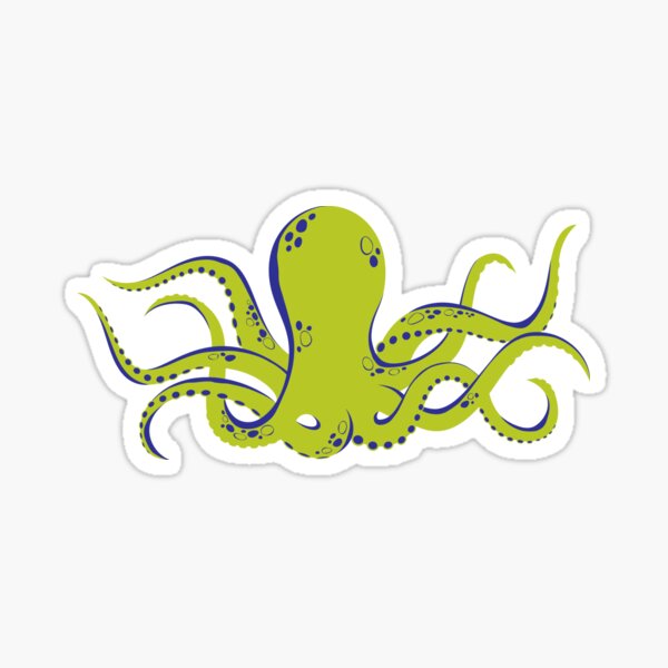 Put An Octopus On It! (green and blue) Sticker