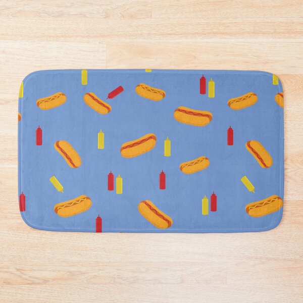 Item preview, Print of hot dogs and bottles of mustard and tomato sauce designed and sold by Martapp.