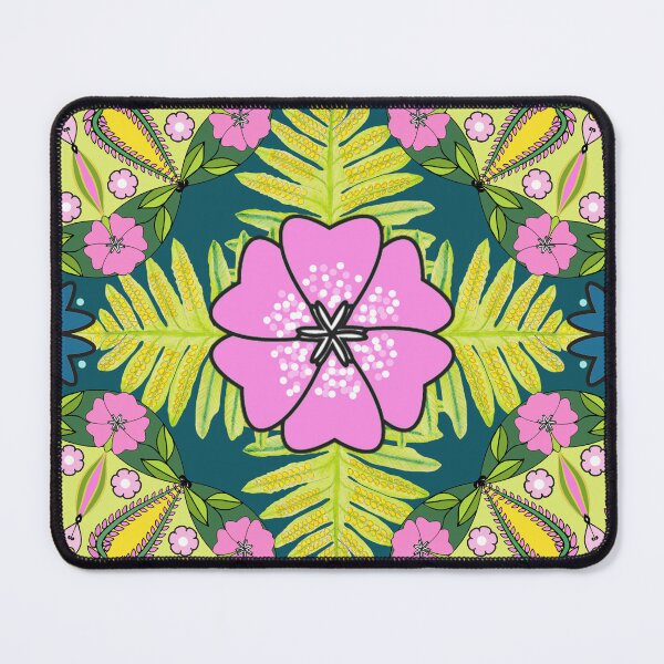 Item preview, Mandala flowers and leaves mixed media seamless pattern designed and sold by AleFairyland.