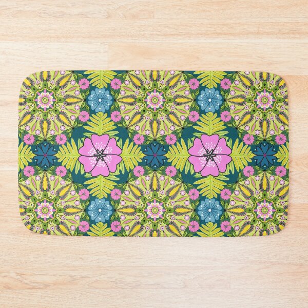 Item preview, Mandala flowers and leaves mixed media seamless pattern designed and sold by AleFairyland.