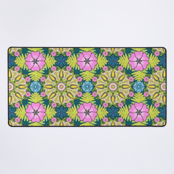 Item preview, Mandala flowers and leaves mixed media seamless pattern designed and sold by AleFairyland.