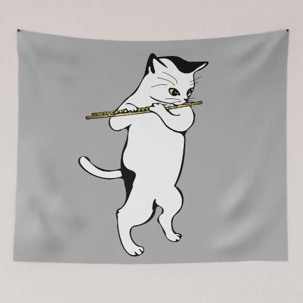 Item preview, Music Lover Cat Playing Flute designed and sold by SystemLion.