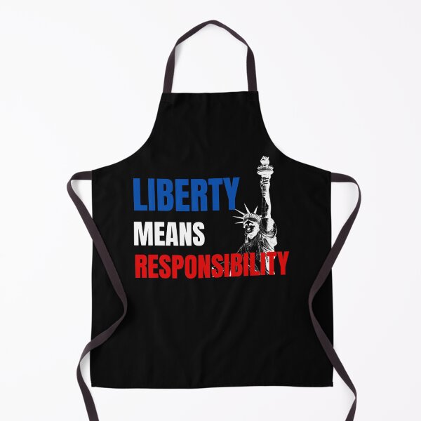 Item preview, liberty means responsibility, USA flag color quote,patriotic quote shirt and sticker design. designed and sold by haideralibhai.