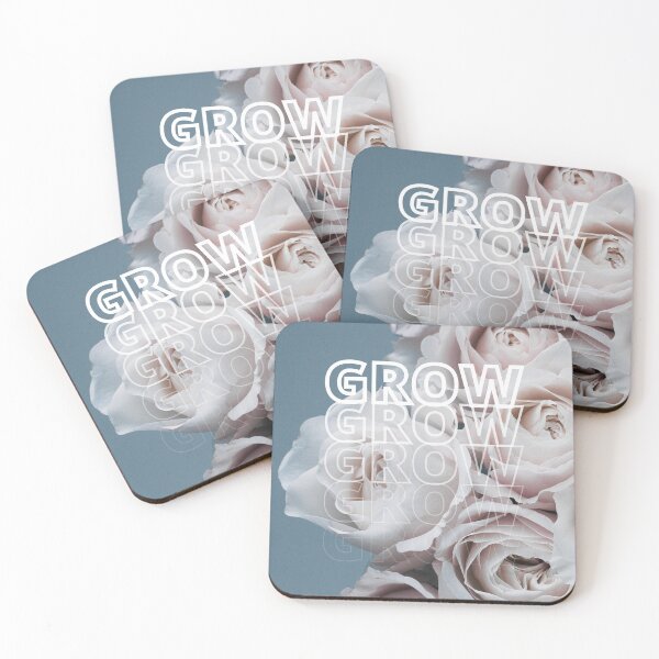 Item preview, GROW (above) - Beautiful, Bold White Flowers, Romantic Floral Bouquet, Blue Background designed and sold by AliceSLee.