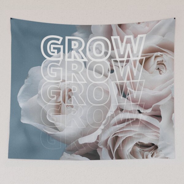 Item preview, GROW (above) - Beautiful, Bold White Flowers, Romantic Floral Bouquet, Blue Background designed and sold by AliceSLee.
