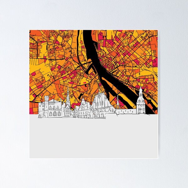 Item preview, Riga Colorful Map Artprint designed and sold by hebstreit.