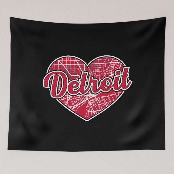 Item preview, Love Detroit Hockey Heart City Map designed and sold by pixeljamz.