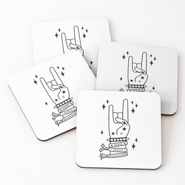 Item preview, Death Before Mainstream - heavy metal hand gesture line art  designed and sold by Patterns and critters.