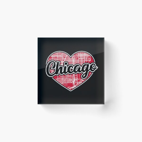 Item preview, Love Chicago Basketball Hockey Heart City Map designed and sold by pixeljamz.