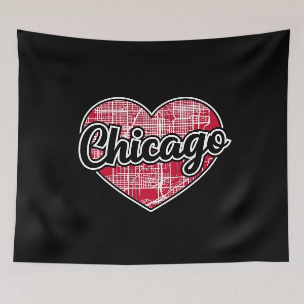 Item preview, Love Chicago Basketball Hockey Heart City Map designed and sold by pixeljamz.