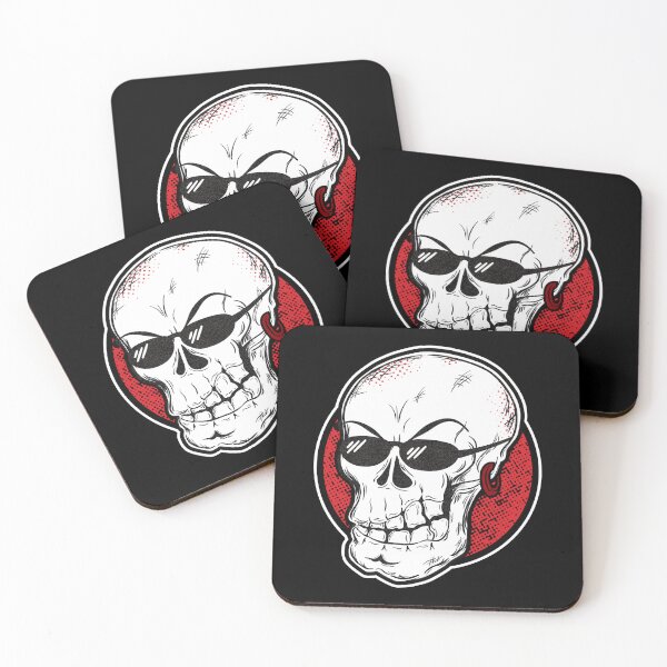 Item preview, Cool skull with sunglasses (white and red) designed and sold by DKdesigns27.