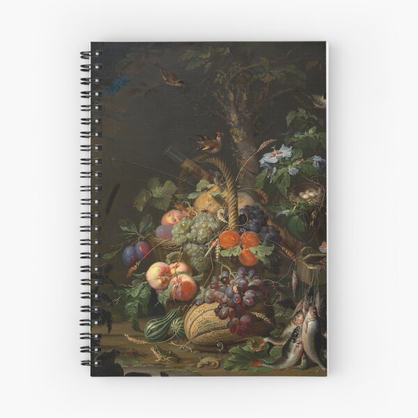 Artikelvorschau, Stillleben mit Früchten, Fischen und einem Nest | Abraham Mignon | 1675 Renaissancekunst entworfen und verkauft von CJET.