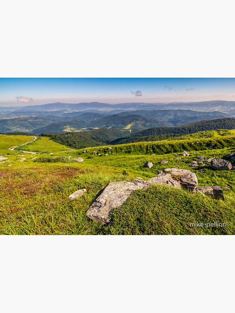 Thumbnail 3 of 3, Sticker, meadow with boulders in Carpathian mountains in summer designed and sold by mike-pellinni.