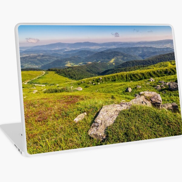 meadow with boulders in Carpathian mountains in summer Laptop Skin