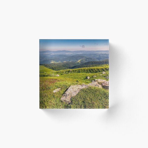 meadow with boulders in Carpathian mountains in summer Acrylic Block