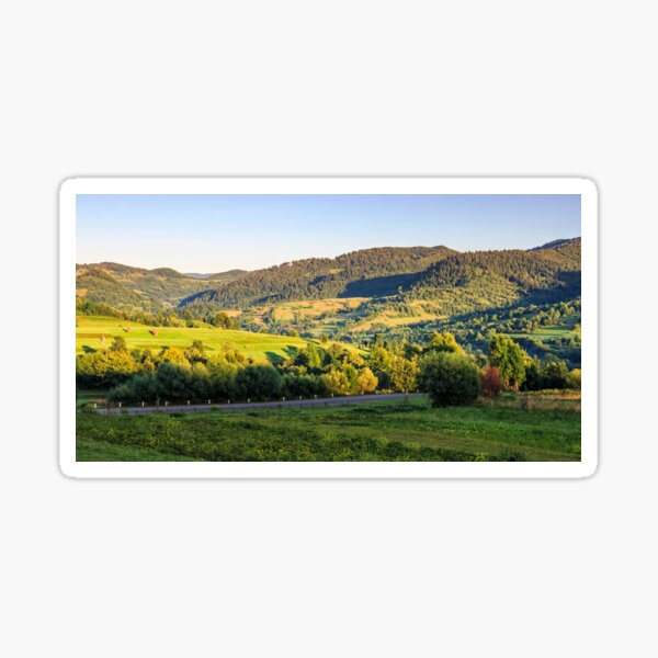 agricultural fields on hills sunrise Sticker