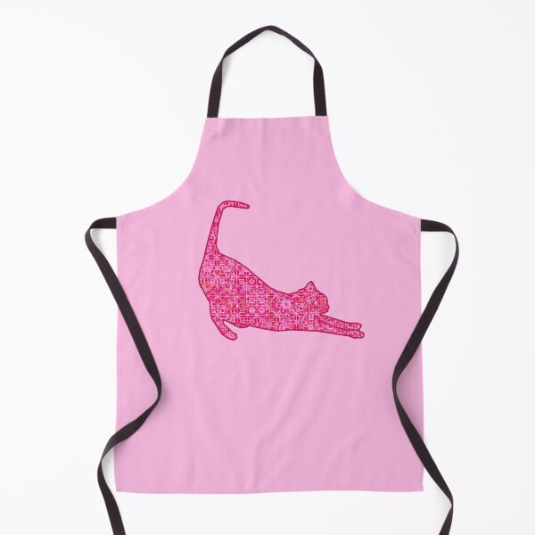 Item preview, Stretching Cat Silhouette in Fuchsia Pink Batik designed and sold by Marymarice.