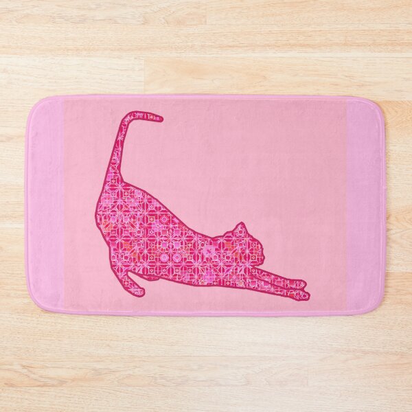 Item preview, Stretching Cat Silhouette in Fuchsia Pink Batik  designed and sold by Marymarice.