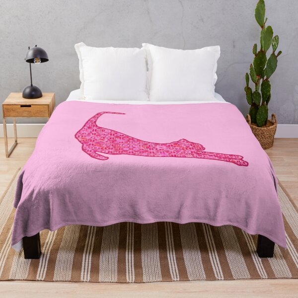 Item preview, Stretching Cat Silhouette in Fuchsia Pink Batik  designed and sold by Marymarice.