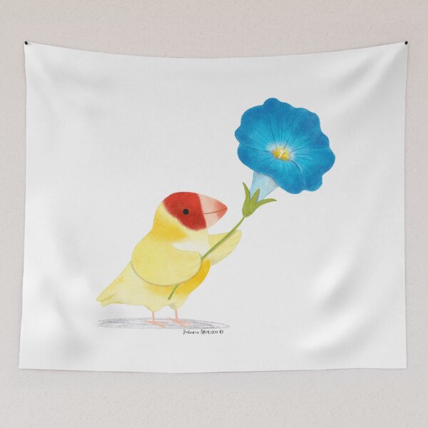 Item preview, Finch Bird with Morning Glory Flower designed and sold by julianamotzko.