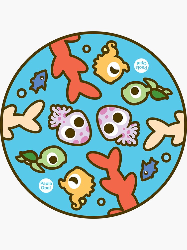 Thumbnail 3 of 3, Sticker, Undersea Animal Circular Pattern designed and sold by PaolaOpal.