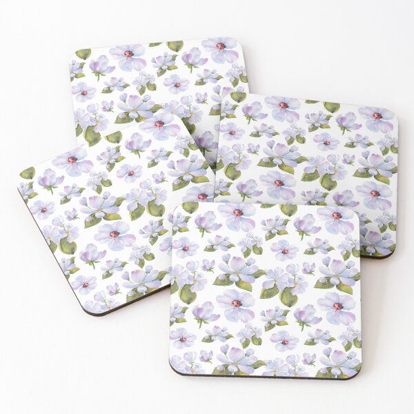 Item preview, blue flowers with ladybugs designed and sold by fiolika.